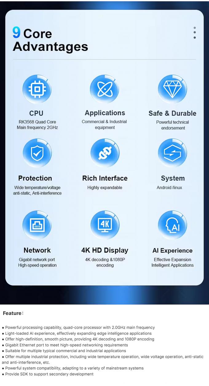RK3568 안드로이드 11 OS 임베디드 ARM 보드 멀티 포인트 터치 스크린 및 다양한 인터넷 연결 옵션 3