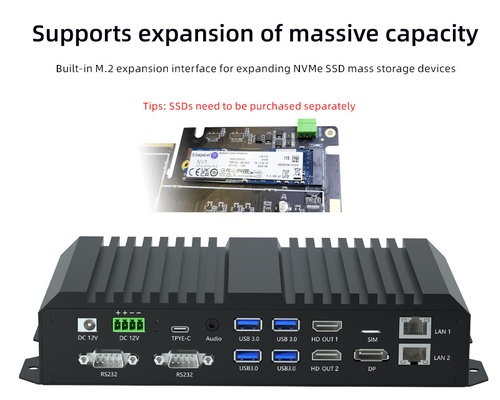 RK3588 미디어 플레이어 박스 엣지 컴퓨팅 AIoT NPU 6탑 8K 안드로이드 12 RS232 RS485 메탈