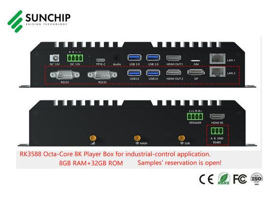 RS232 RS485 DP HD 산업 제어 박스 미니 pc 록칩 8K RK3588 안드로이드 12
